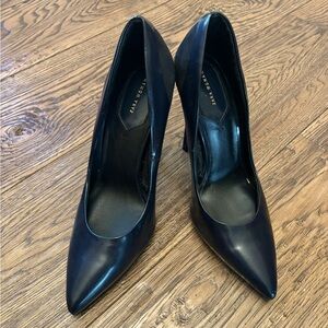 Zara Leather Navy Blue Heels Size 7.5